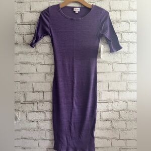 NEW!!! Cotton Blend Julia LuLaRoe Dress Purple size XXS Ribbed Stretchy